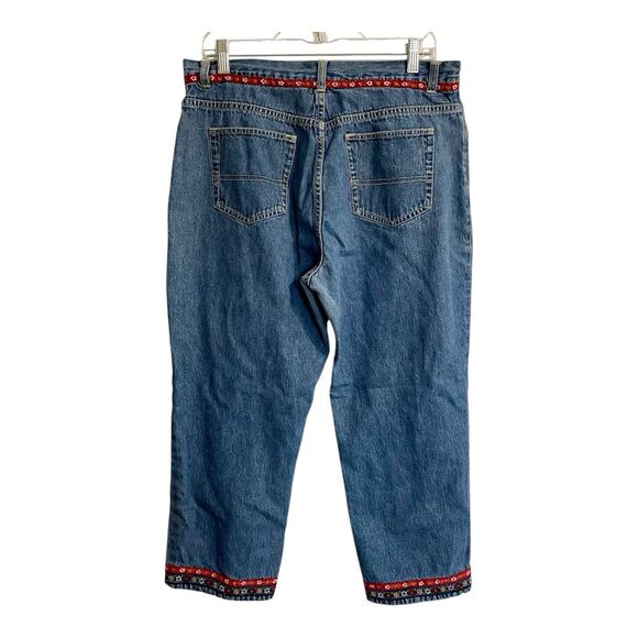 PHD Paul Harris Jeans Sz 14 Blue Vintage 80s Denim Midrise Capri Ribbon Trim - Picture 2 of 9